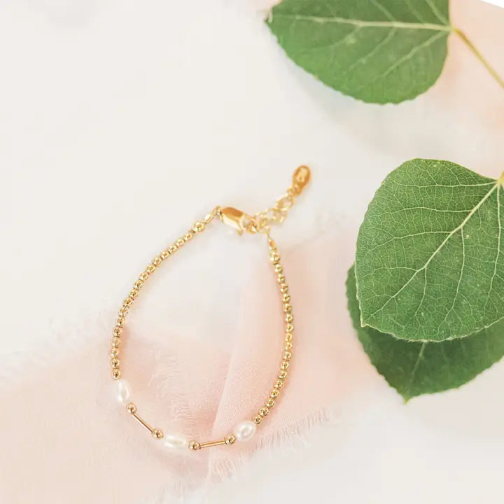 Little Girls 14K Gold Plated Pearl Baby Bracelet