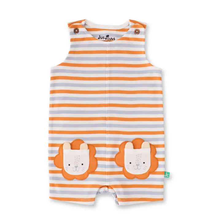 Infant Boy Striped Lion Pocket Sleeveless Romper