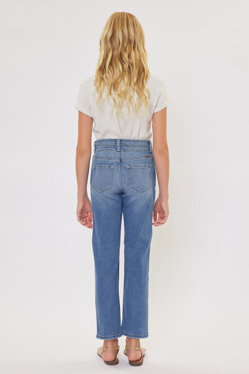 KanCan Medium Wash High Rise Mini Straight Jean