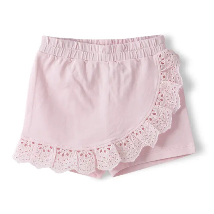 Baby Girl Floral Puff Sleeve Top And Eyelet Ruffle Skort Set