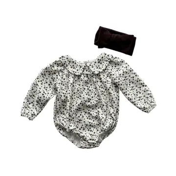 Wendy Bubble Romper - White & Brown Floral