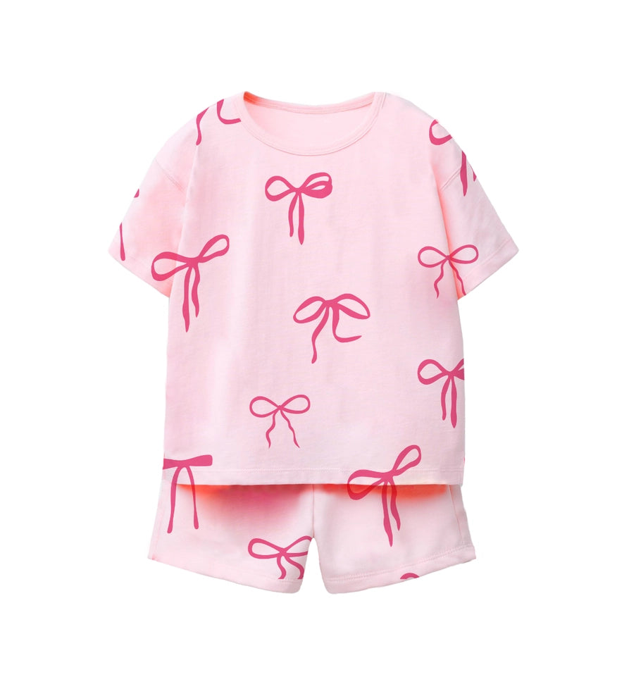 Toddler Girls Set - Bow TShirt & Shorts