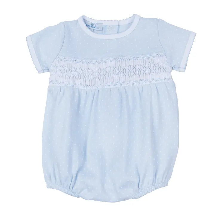 Boy Infant Light Blue Smocked Bubble Romper