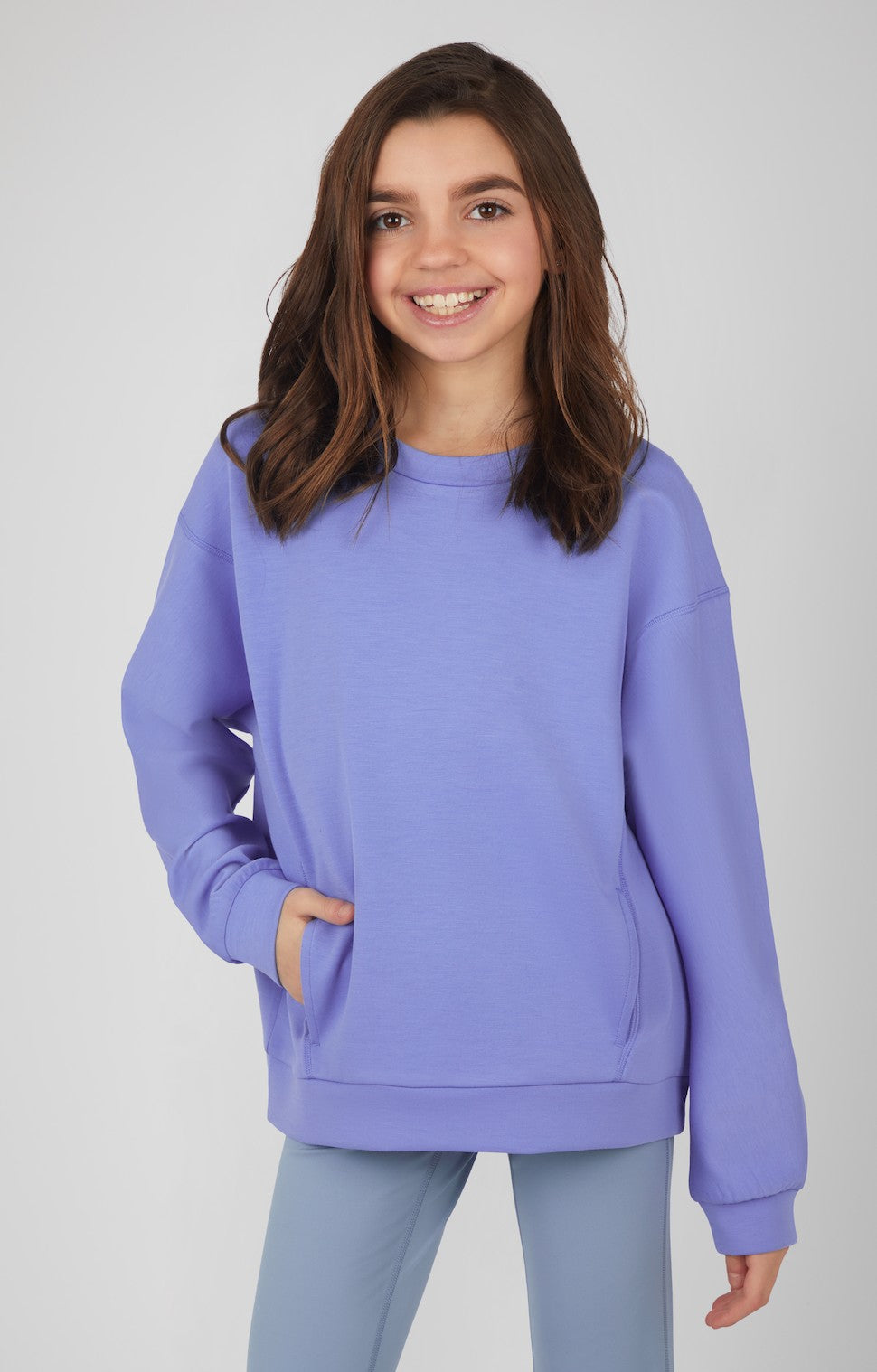 Girls Soft Scuba Crew Neck Sweatshirt