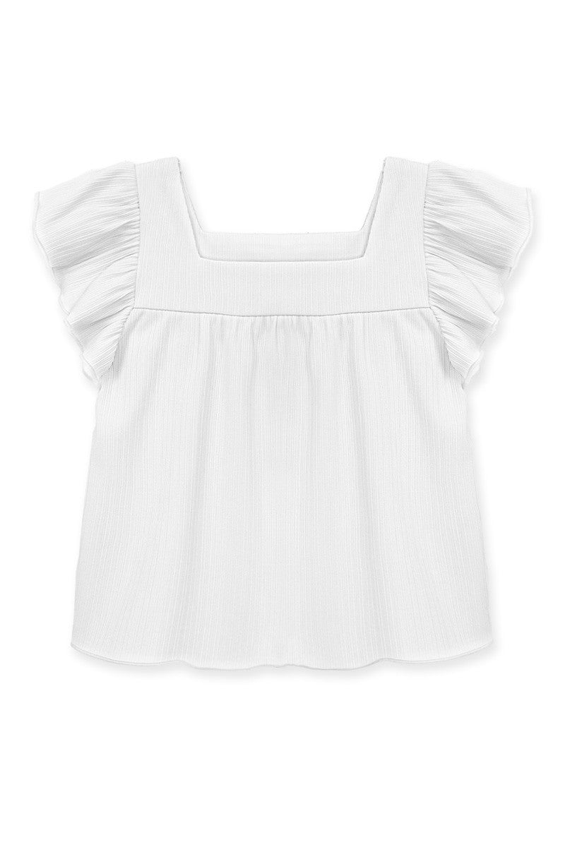 Youth Girl's Square Neck Ruffle Sleeve Top