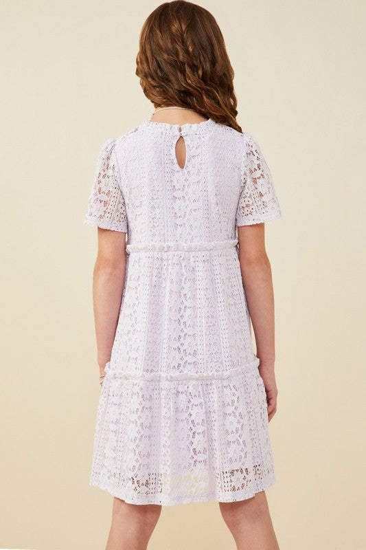 Youth Girls Ruffle Floral Lace Dress