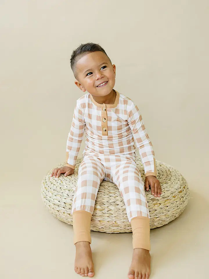 Infant Boys Golden Gingham Bamboo Pajamas