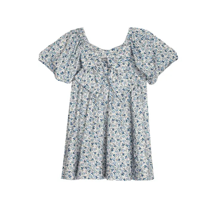 Girls Bubble Sleeve Floral Dress