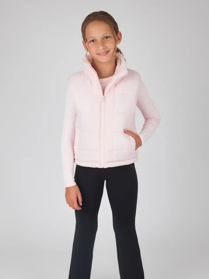 Youth Girls Quilted Vest, Top, Flare Pant Set