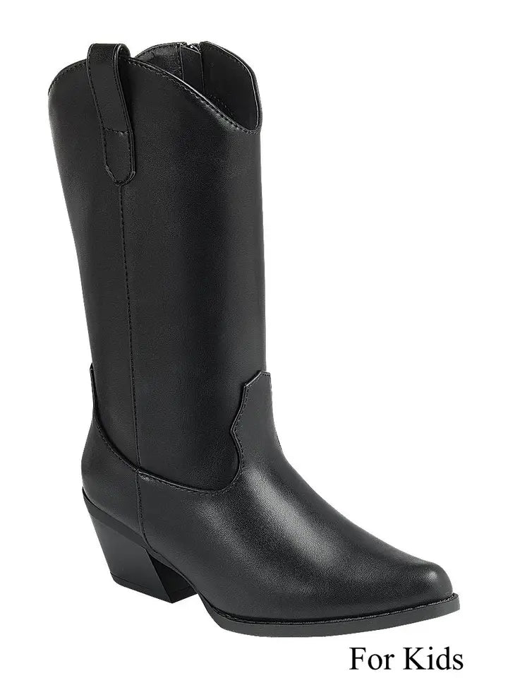 Youth Girls Chunky Heel Knee High Boots