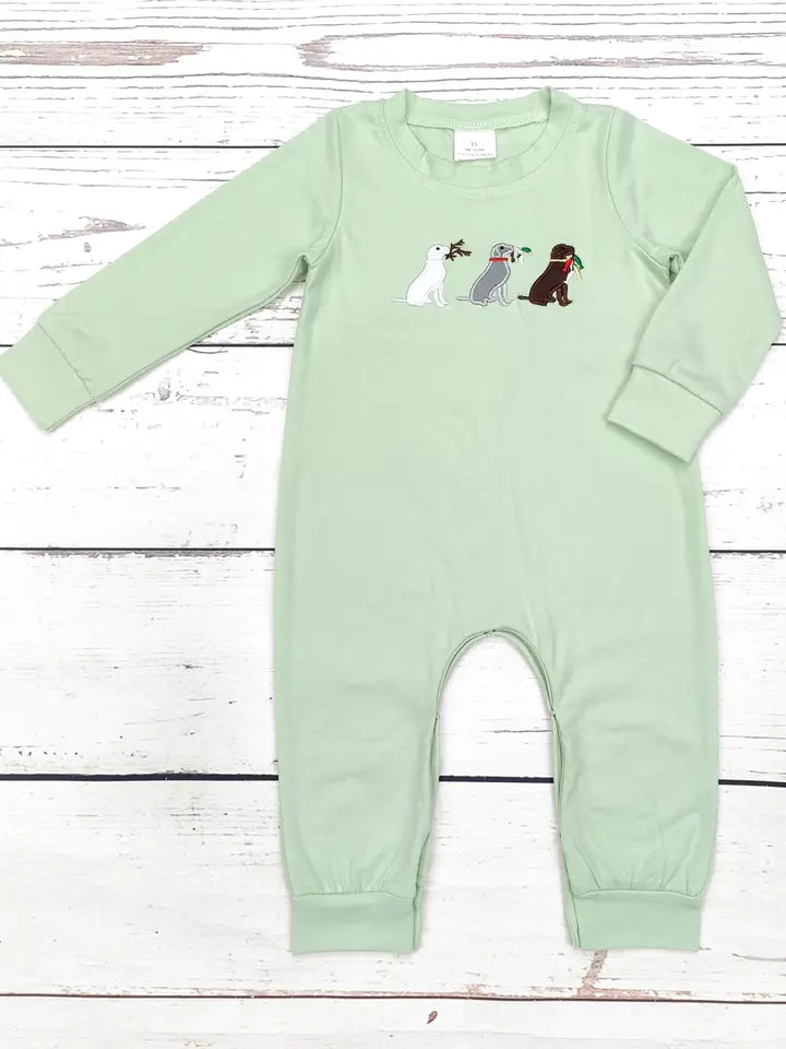 Baby Boy Duck Dog Appliqué Romper