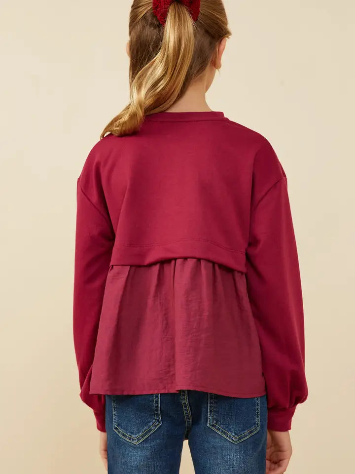 Youth Girls French Terry Knit Long Sleeve Top