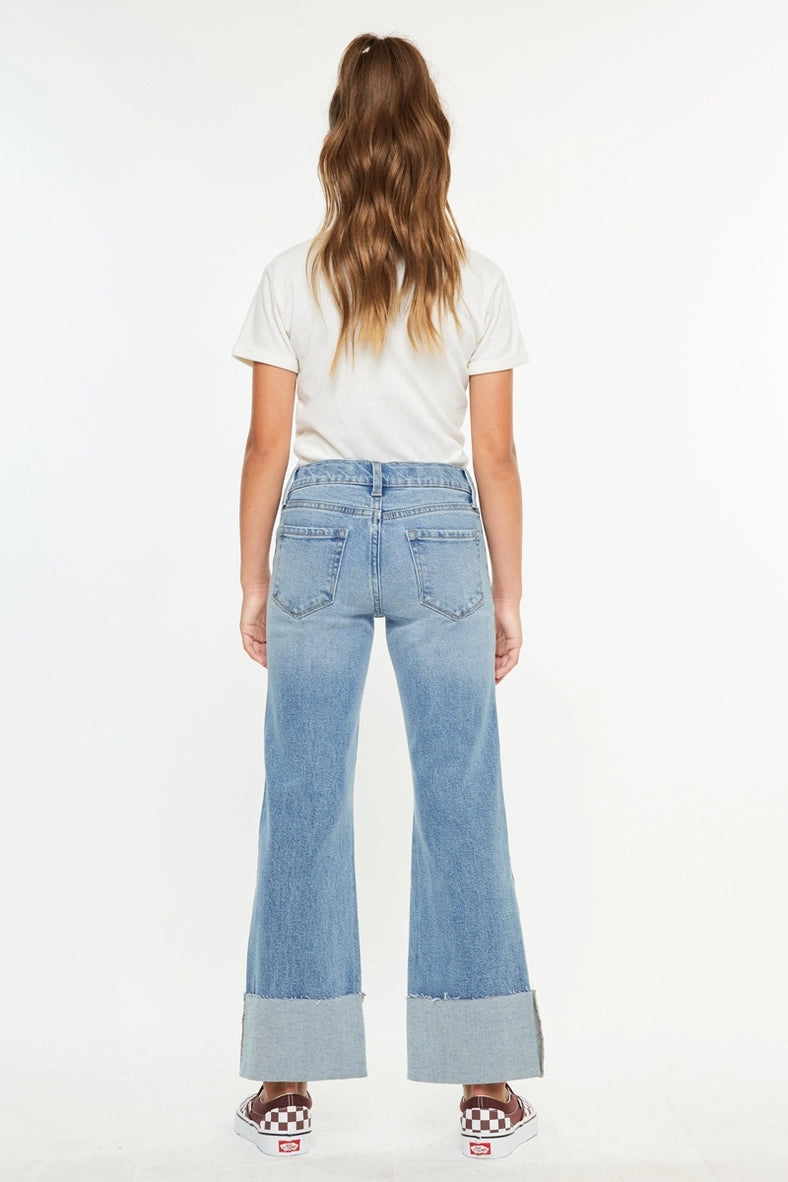 KanCan Girls Mid Rise Wide Flare Leg Jeans