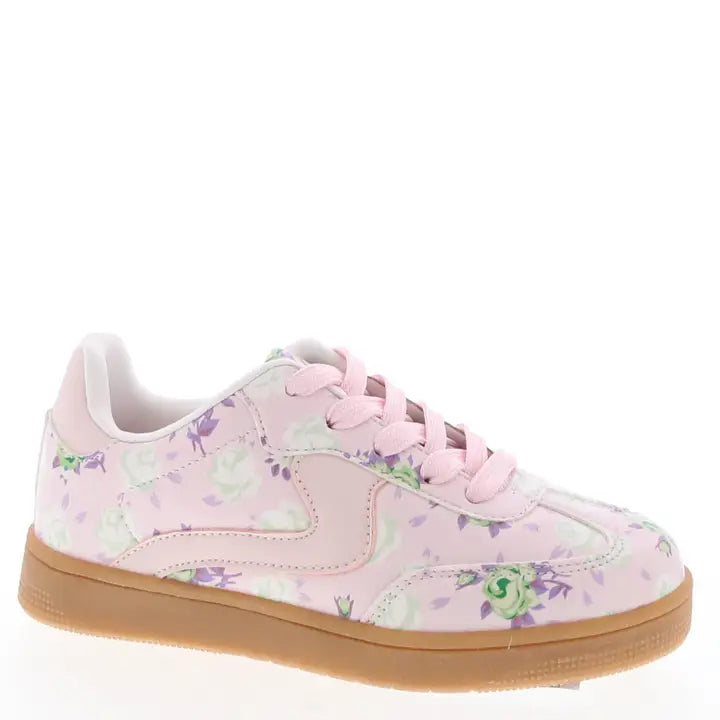 Youth Girls Floral Lace Up Sneakers