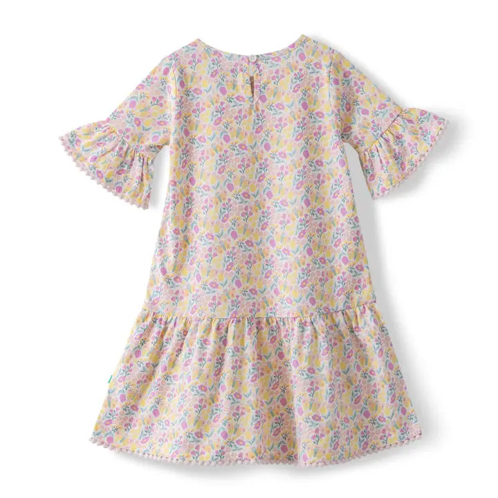 Toddler Girl Floral Ruffle Sleeve Tiered Dress