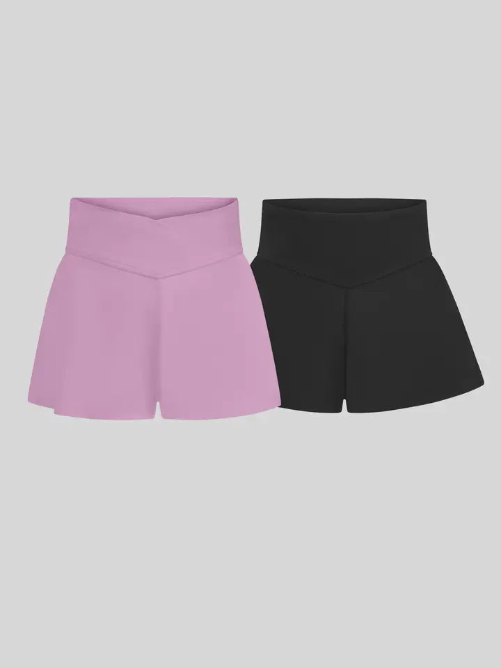 Little Girls Crossover V Front Shorts