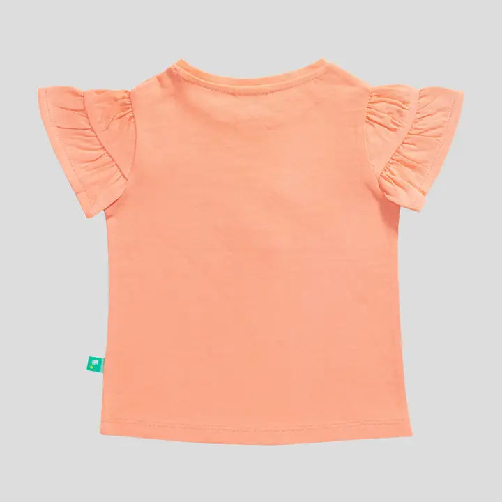 Infant Girls Ruffled Cap Sleeve T-Shirt - Coral