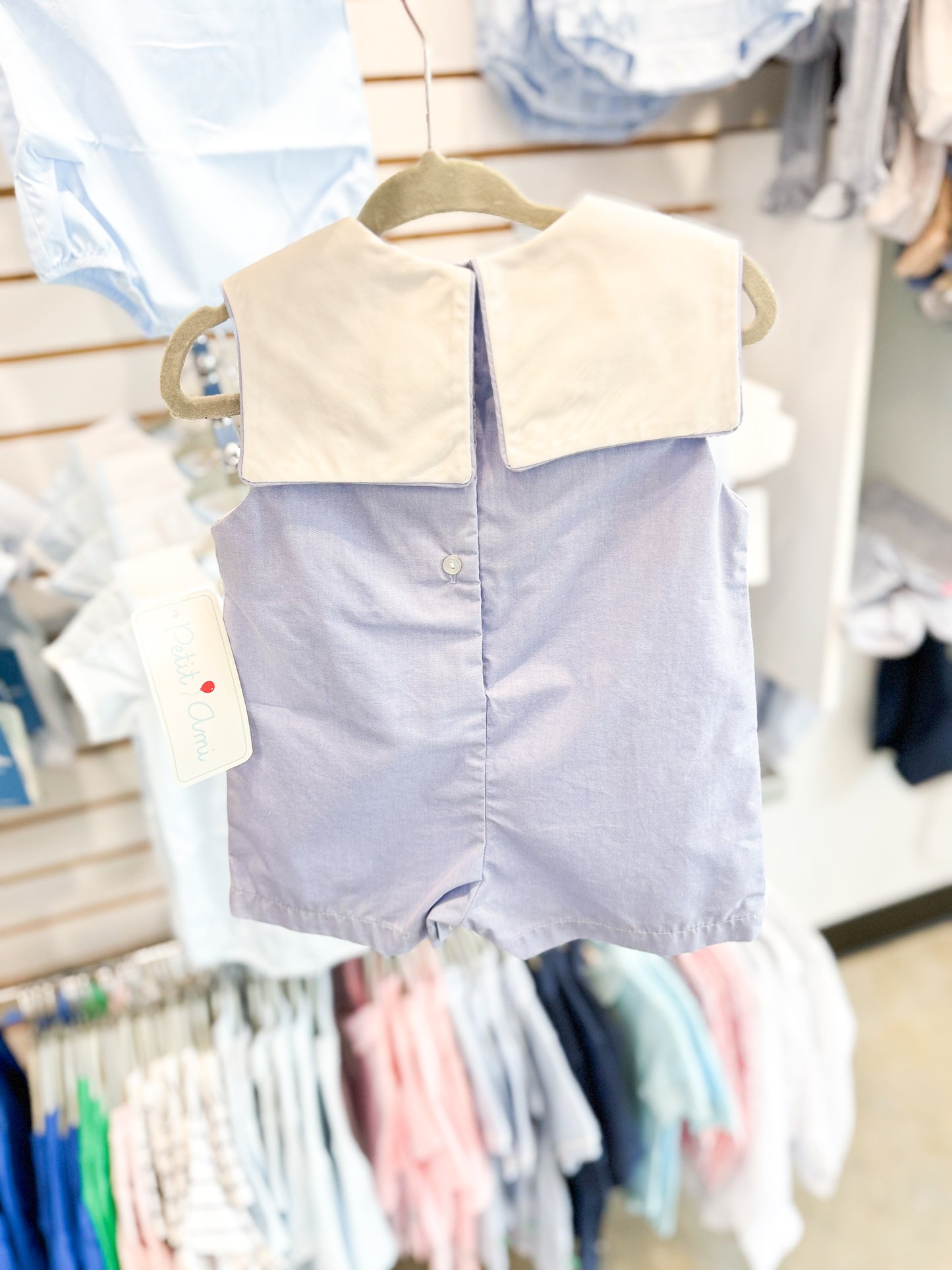 Infant Boy Romper with Square Collar