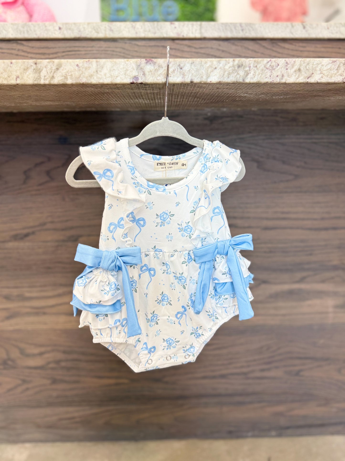 Infant Girls Floral Bow Ruffle Romper