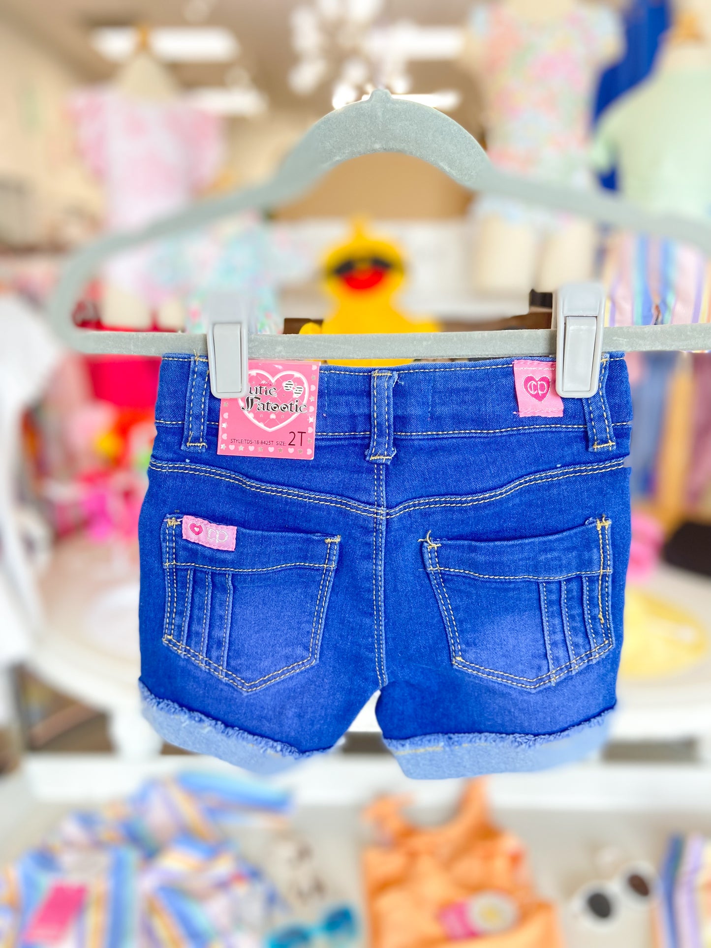 Cutie Patootie Dark Denim Shorts with Braided Pockets