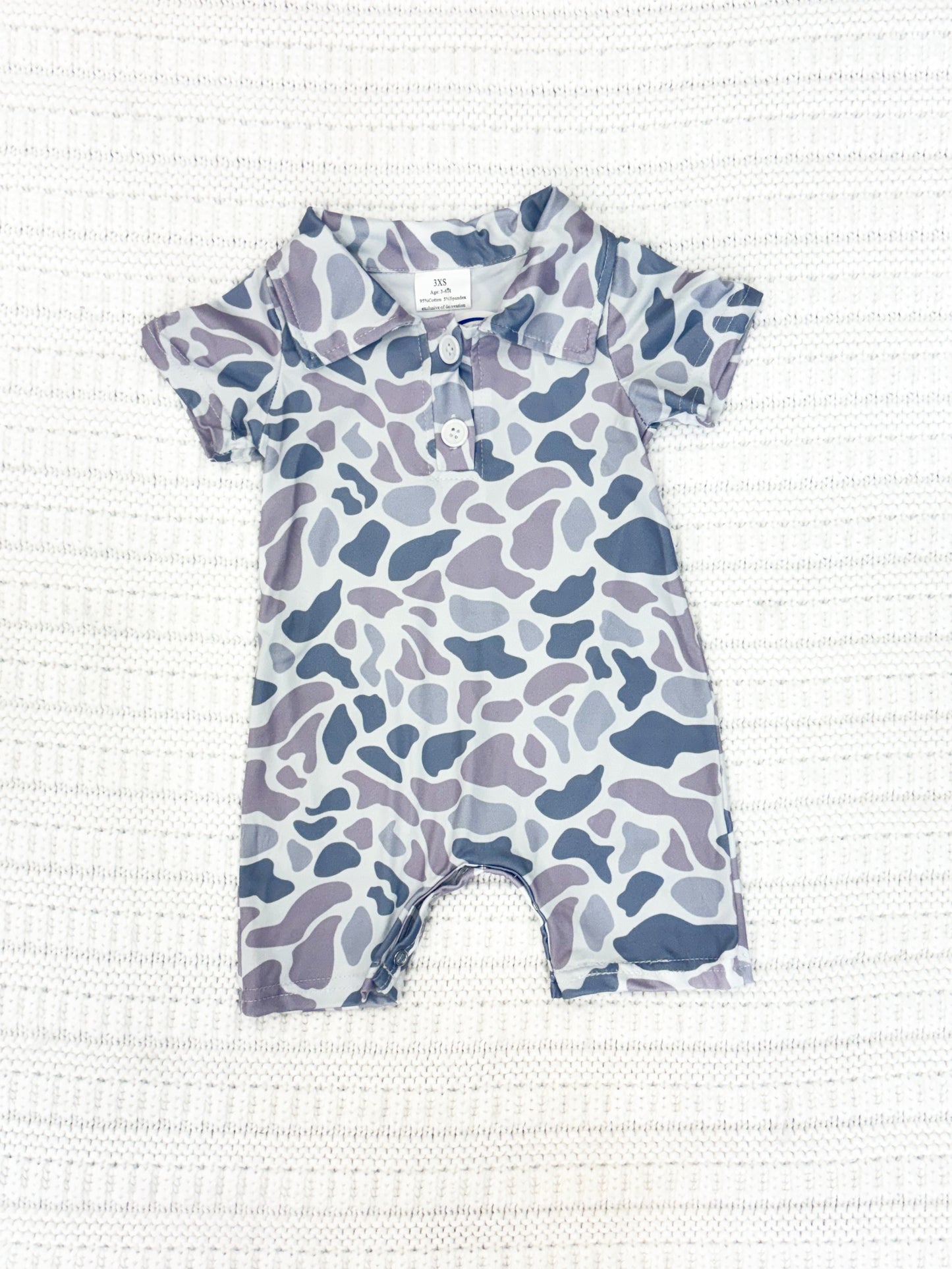 Infant Boy Gray Camouflage Romper
