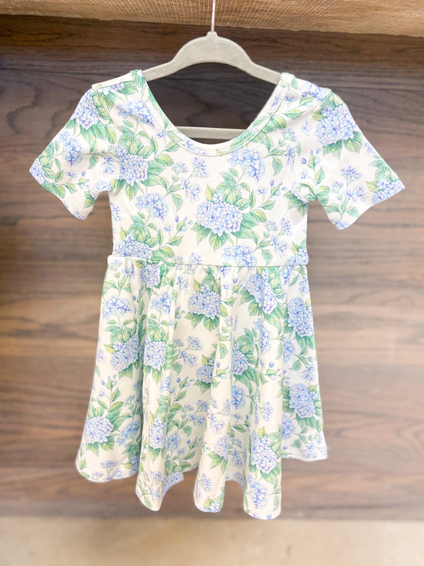 Toddler Girl Organic Cotton Twirl Dress - Hydrangea