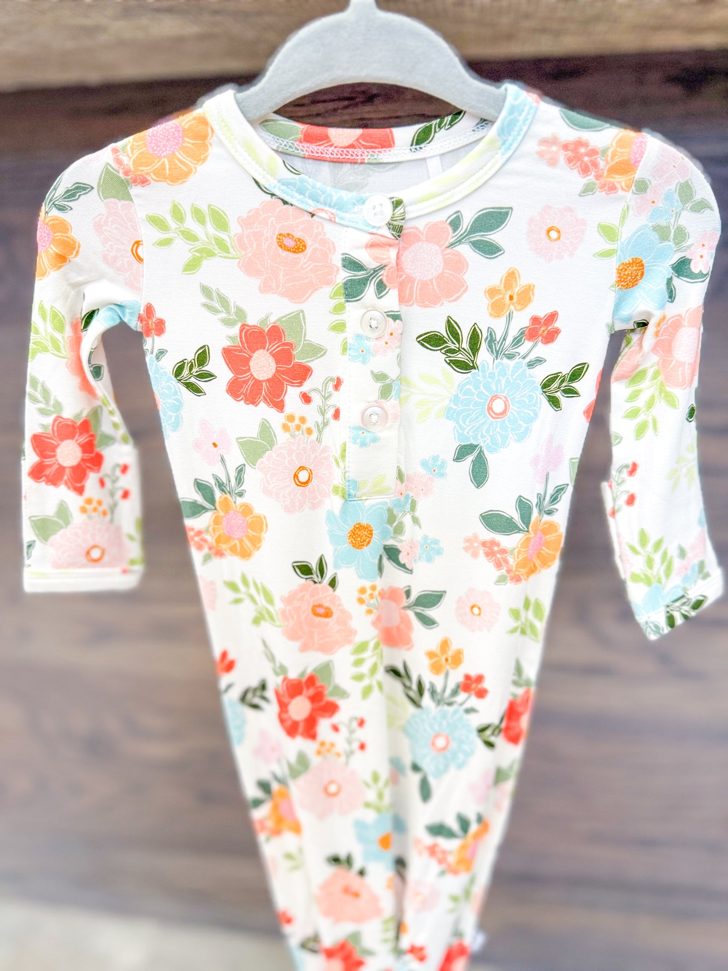 Infant Girl Cottage Bloom Knotted Gown - Floral