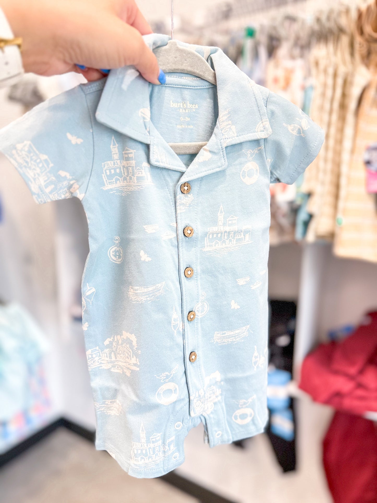 Infant Boy Port Town Organic Short Sleeve Romper
