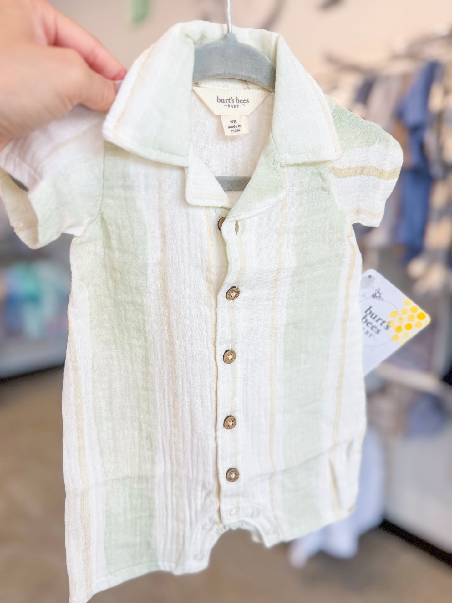 Infant Boy Pacific Stripe Short Sleeve Romper