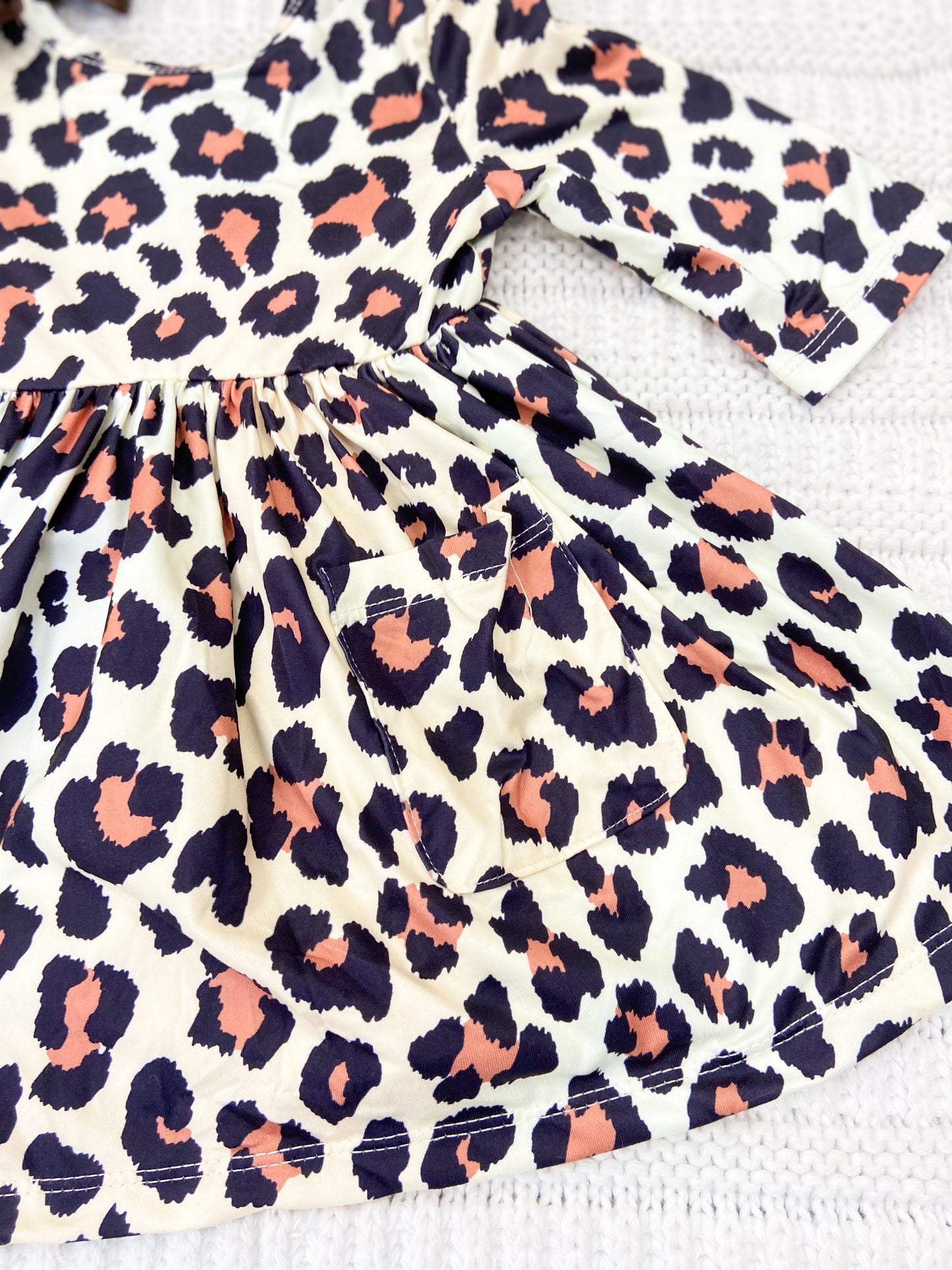 Girls Animal Print Pocket Twirl Dress