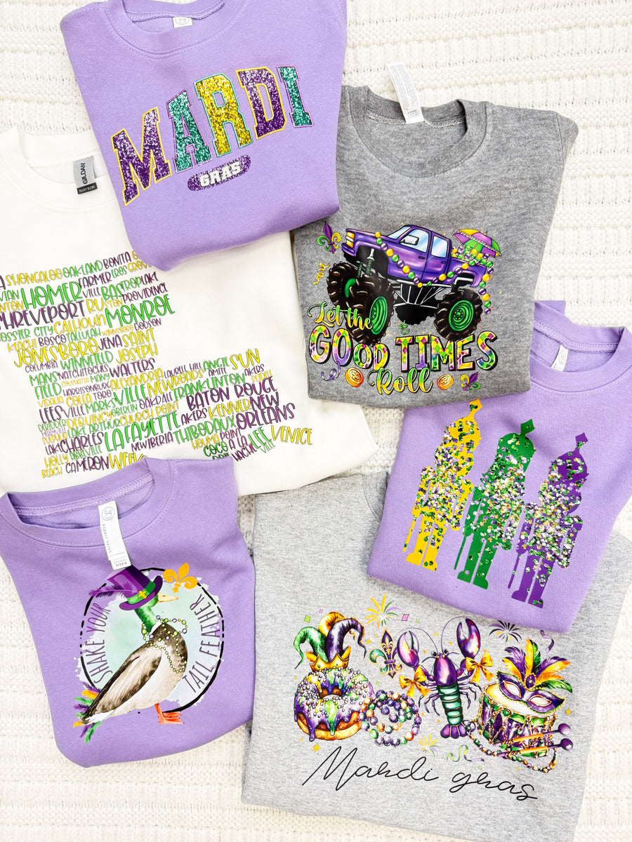 Youth White Mardi Gras Chevron Ribbed Unisex Sweater main image 1