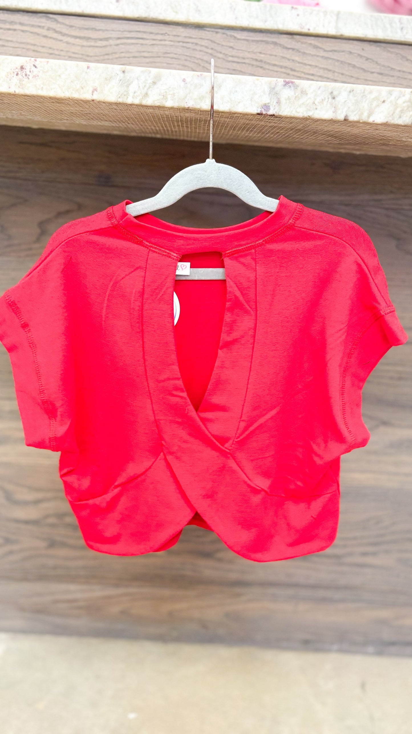 Youth Girls Open Back Short Sleeve Top