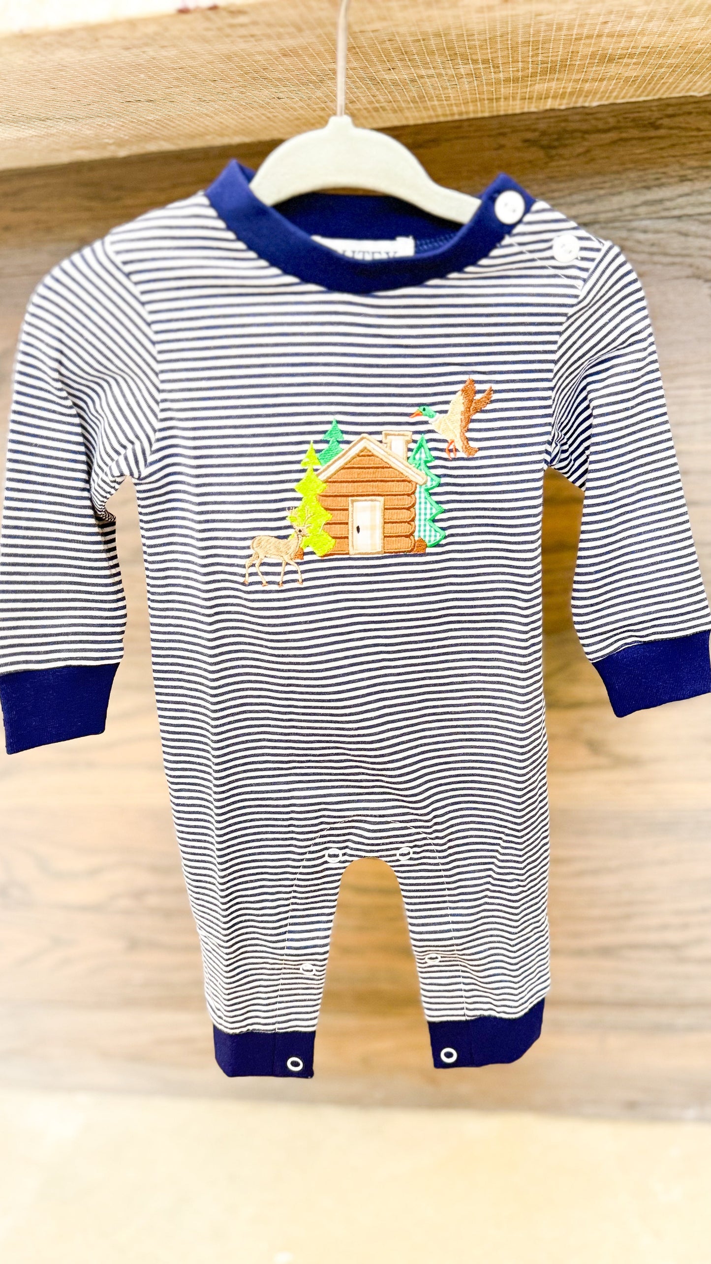 Infant Boy Log Cabin Long Sleeve Romper