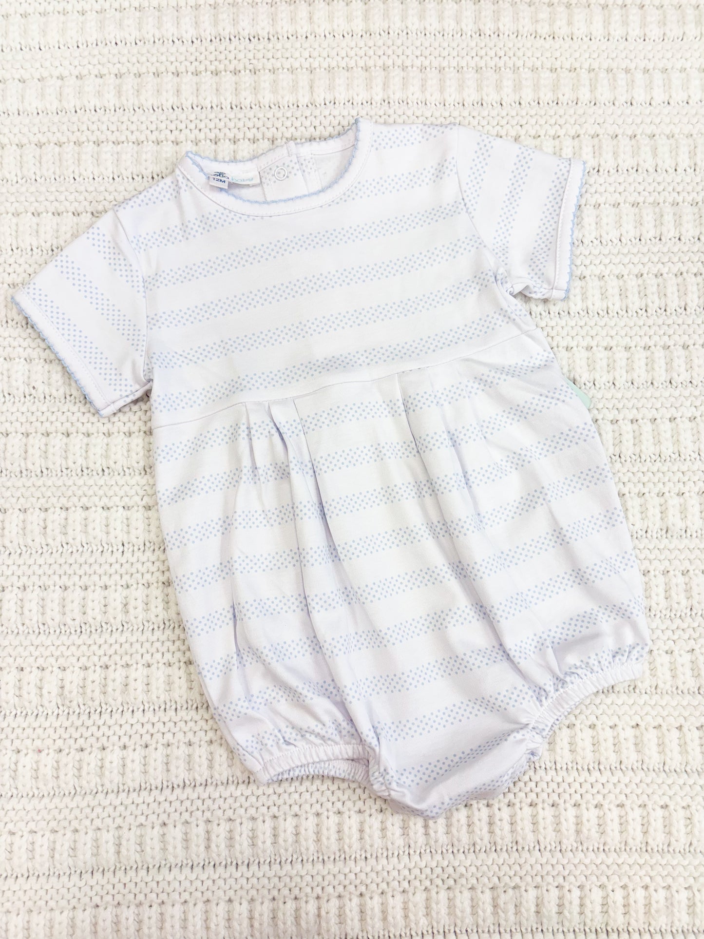 Infant Boy Light Blue Short Sleeve Bubble Romper