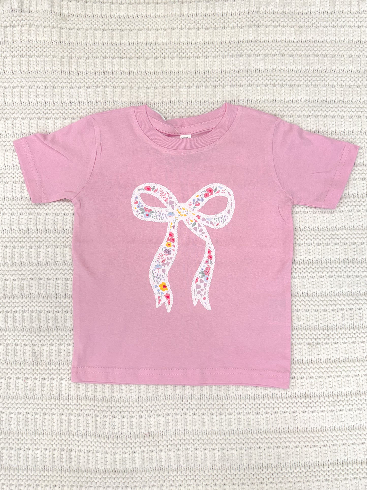 Girls Bow Short Sleeve Graphic Tee