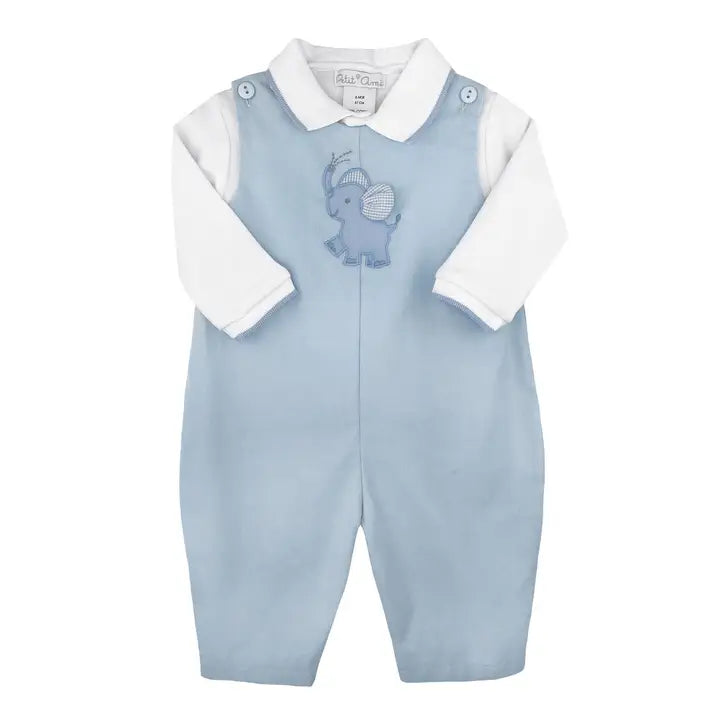 Infant Boy Elephant Applique Longall
