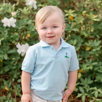Baby Boy Light Blue Golf Hole Polo Shirt