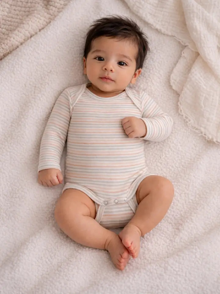 Infant Girl Multi Stripe Long Sleeve Bodysuit