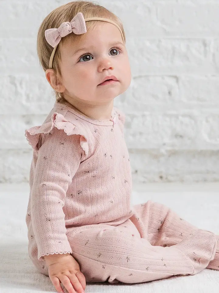 Infant Girls Brushed Pointelle Footed Romper