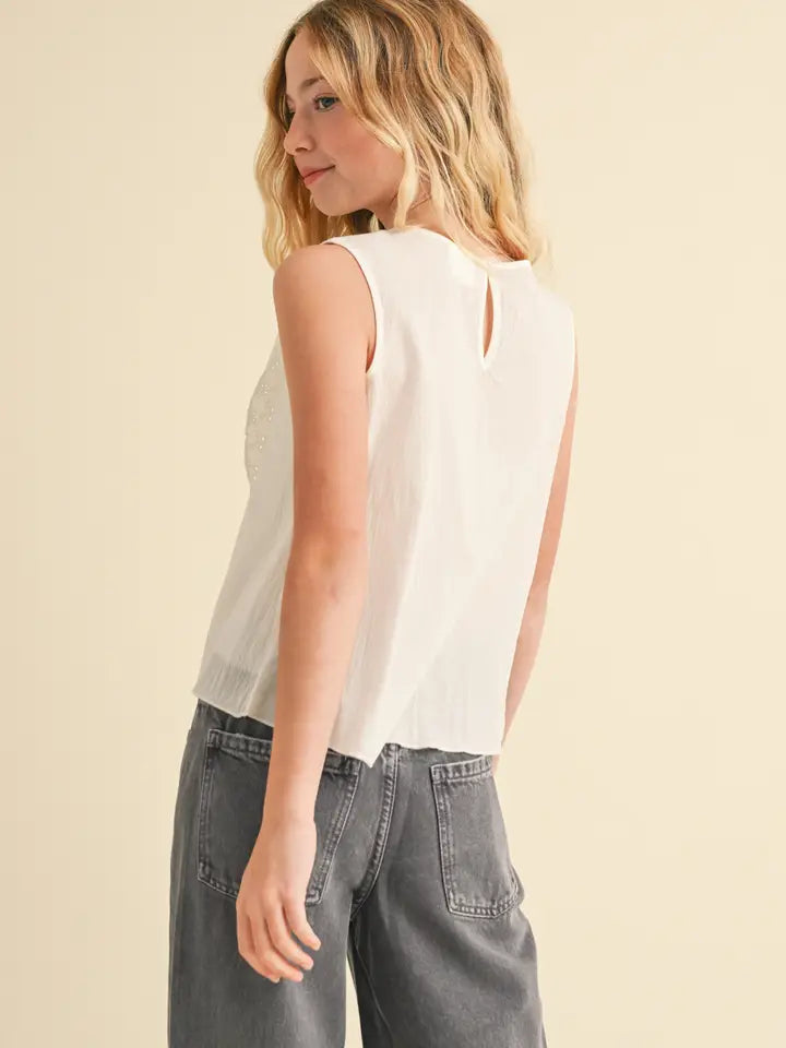 Youth Girls Sleeveless Tulip Top