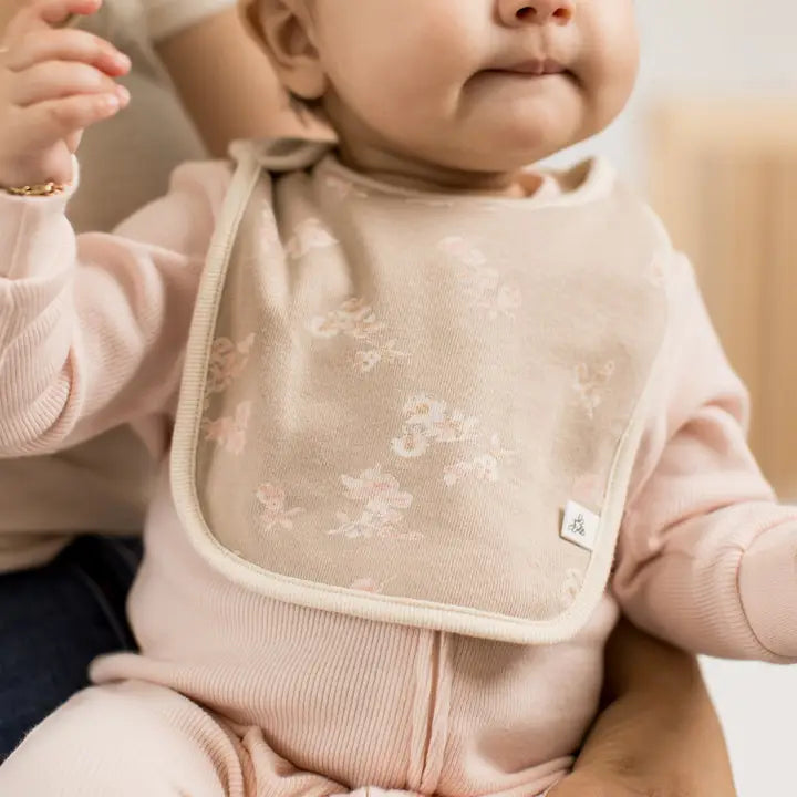 Set Of 5 Organic Cotton Lap Shoulder Baby Bibs - Whimsical Floral