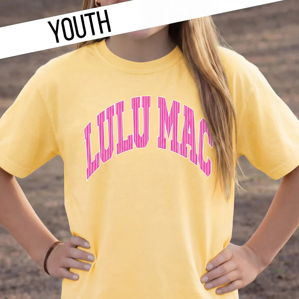 Lulu Mac Stripe Youth Comfort Colors Tee Shirt