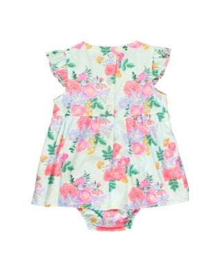 Ruffle Butts Floral Flutter Sleeve Skirted Romper