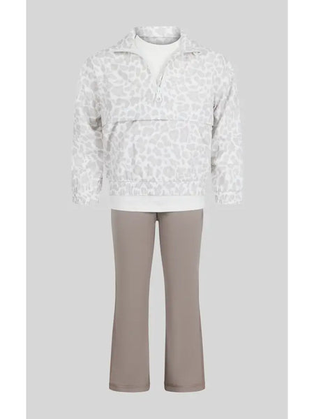 Toddler Girls Half Zip Windbreaker, Tee, Flare Pants Set