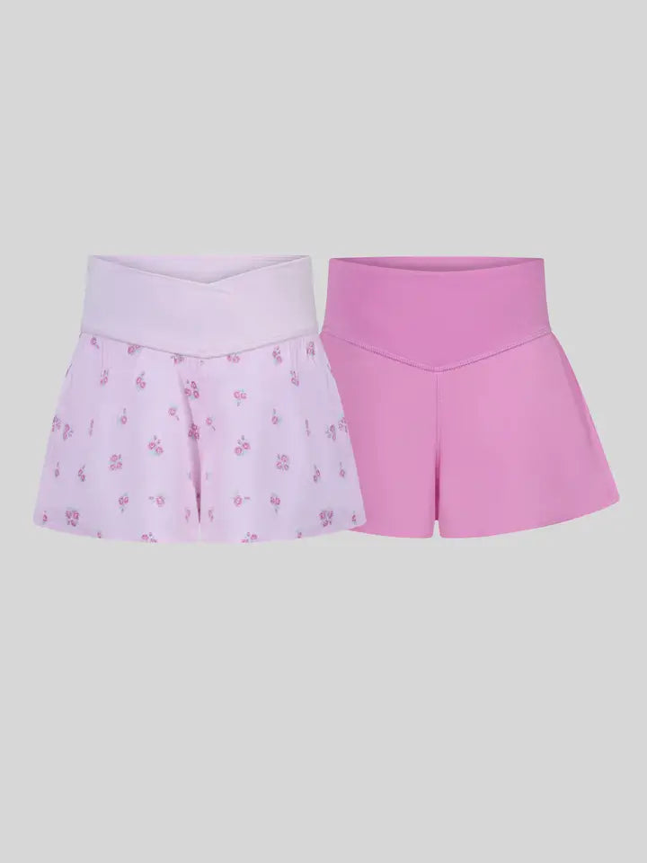 Little Girls Crossover V Front Shorts