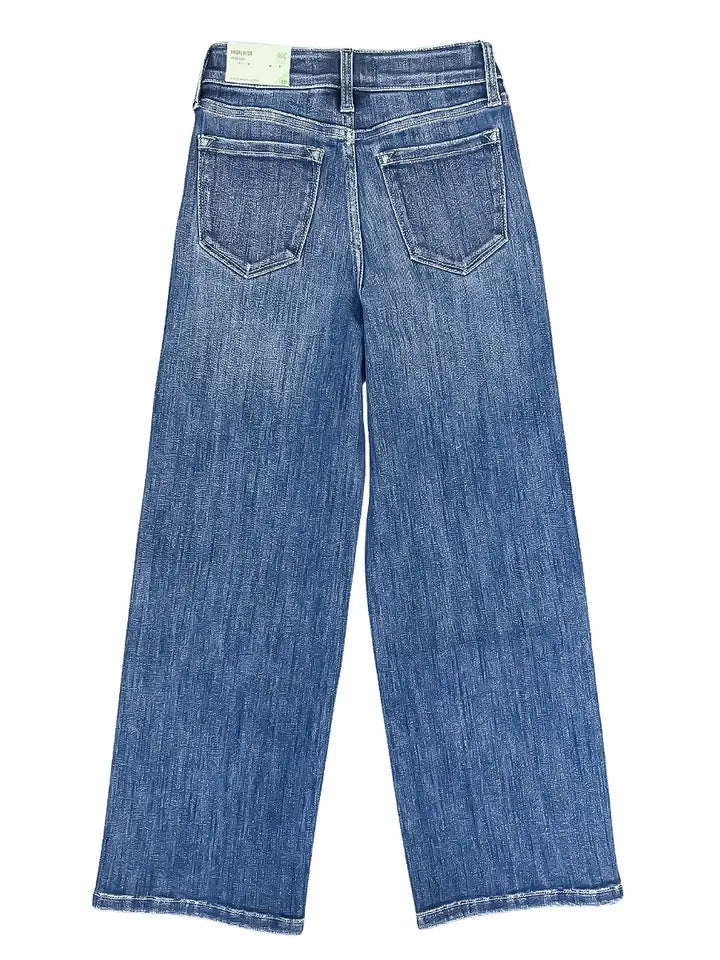 KanCan Youth Dark Wash High Rise Wide Leg Jeans