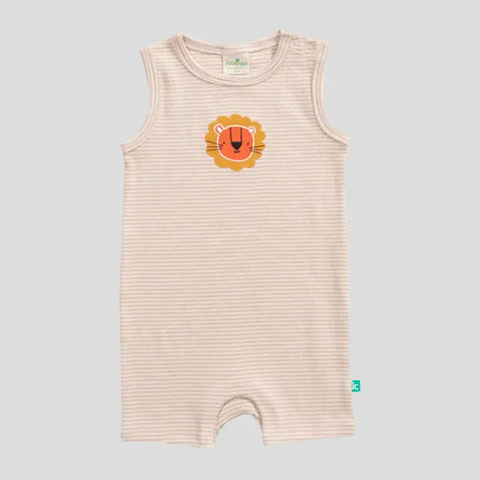 Infant Boy Sleeveless Striped Lion Romper