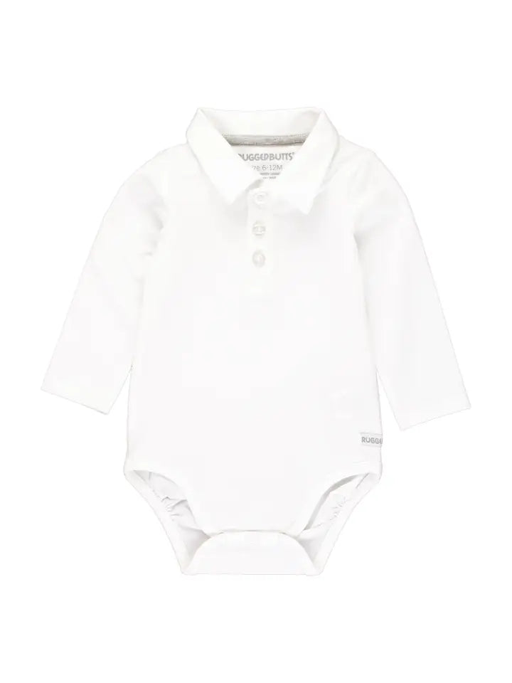 Infant Boys White Knit Polo Bodysuit