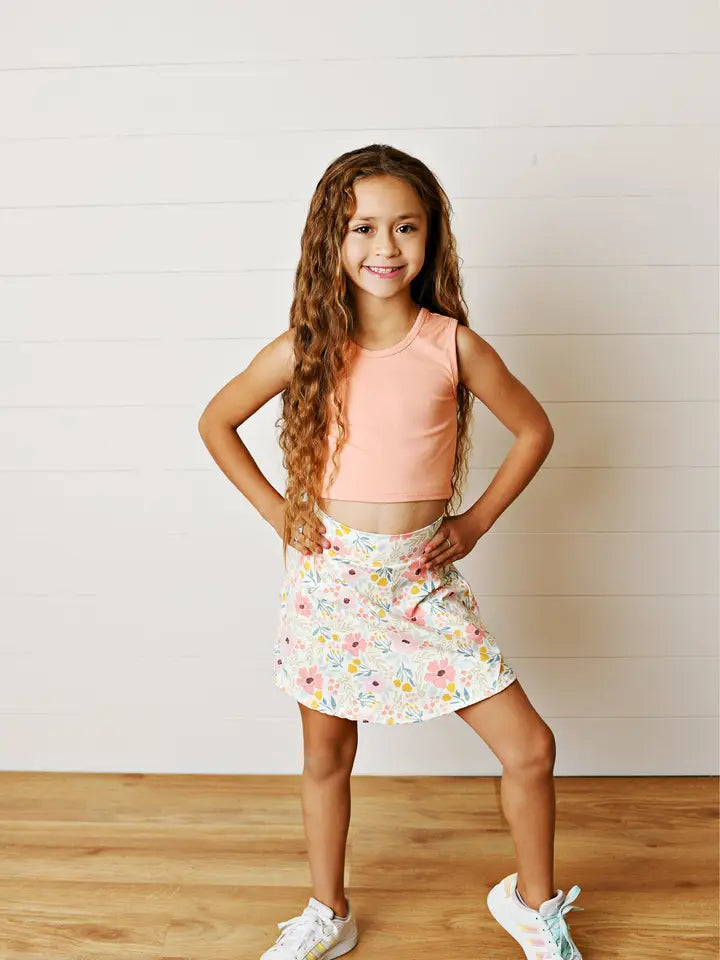 Girls Floral & Coral Two-Piece Active Sports Set