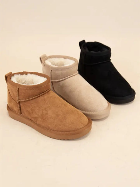Youth Kids Suede Sherpa Slip On Ankle Boot